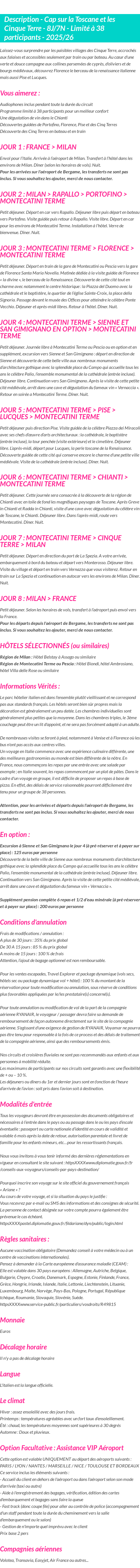 Détails du séjour