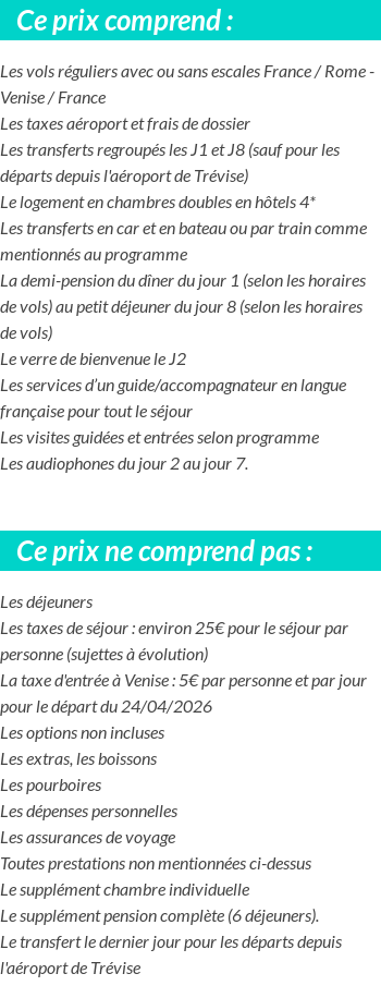 Conditions tarifaires