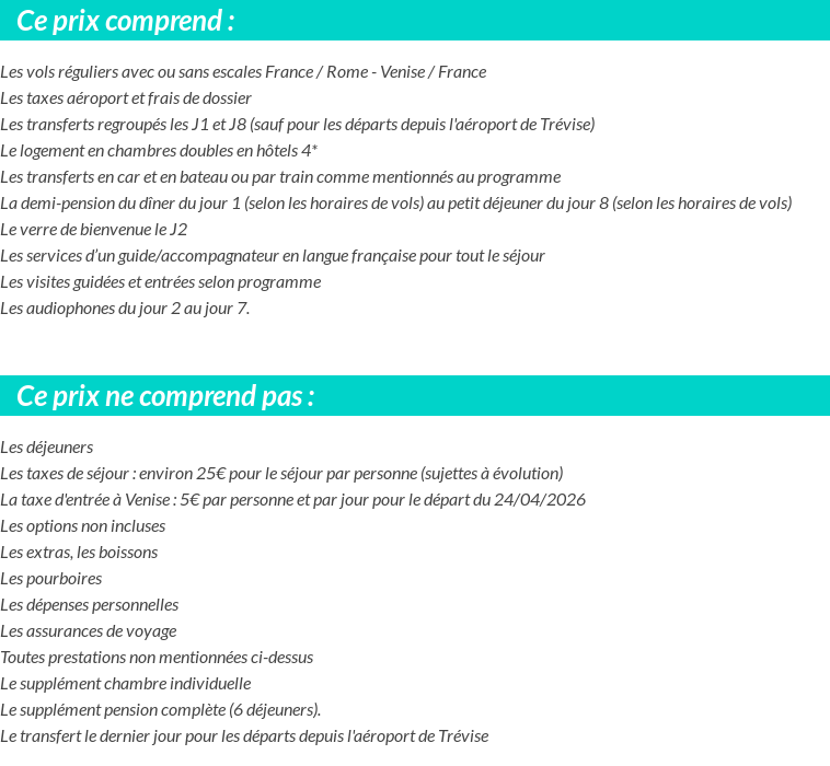 Conditions tarifaires