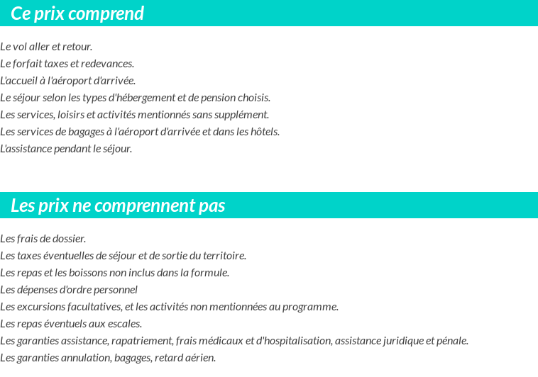 Conditions tarifaires