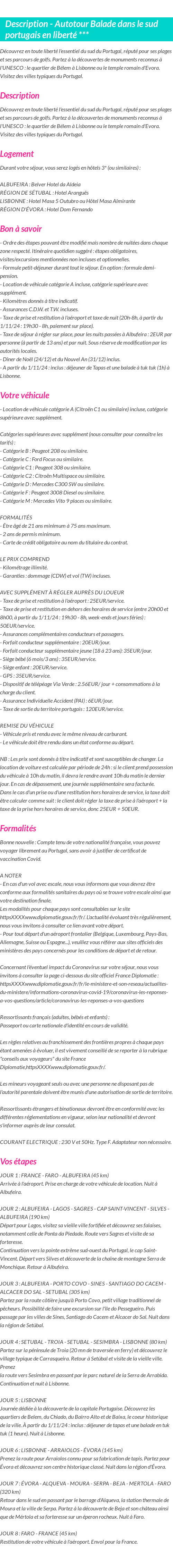 Détails du séjour