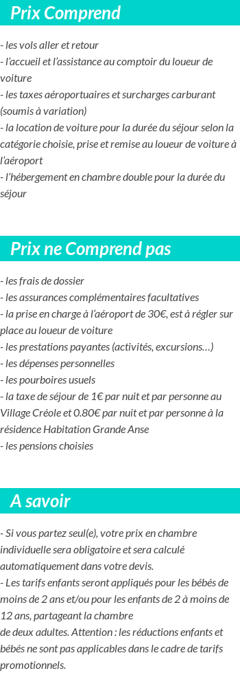 Conditions tarifaires