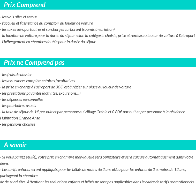 Conditions tarifaires