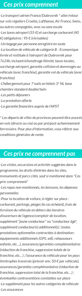 Conditions tarifaires