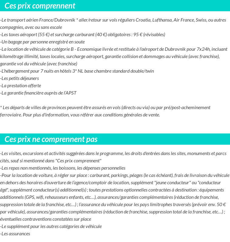 Conditions tarifaires