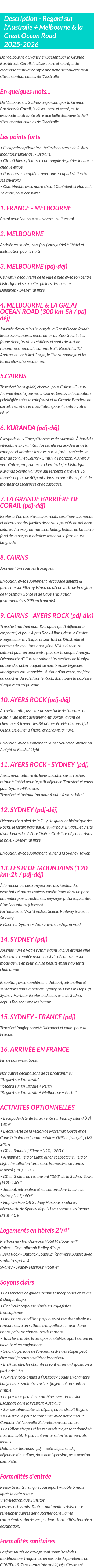 Détails du séjour