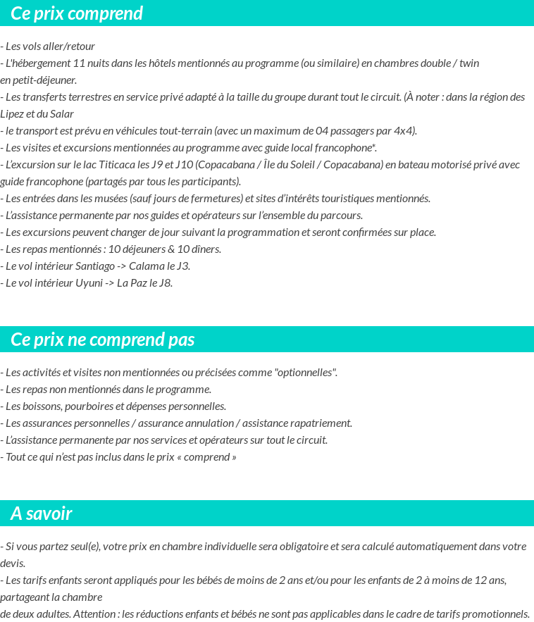 Conditions tarifaires