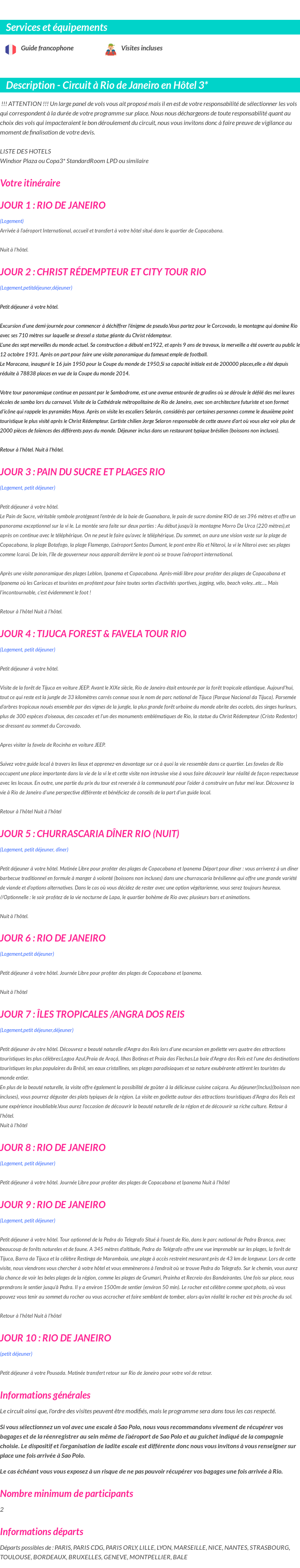 Détails du séjour
