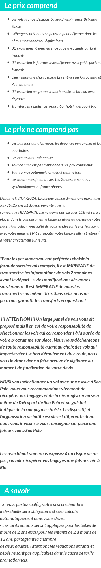 Conditions tarifaires