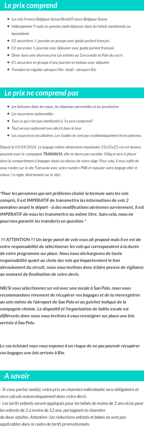 Conditions tarifaires
