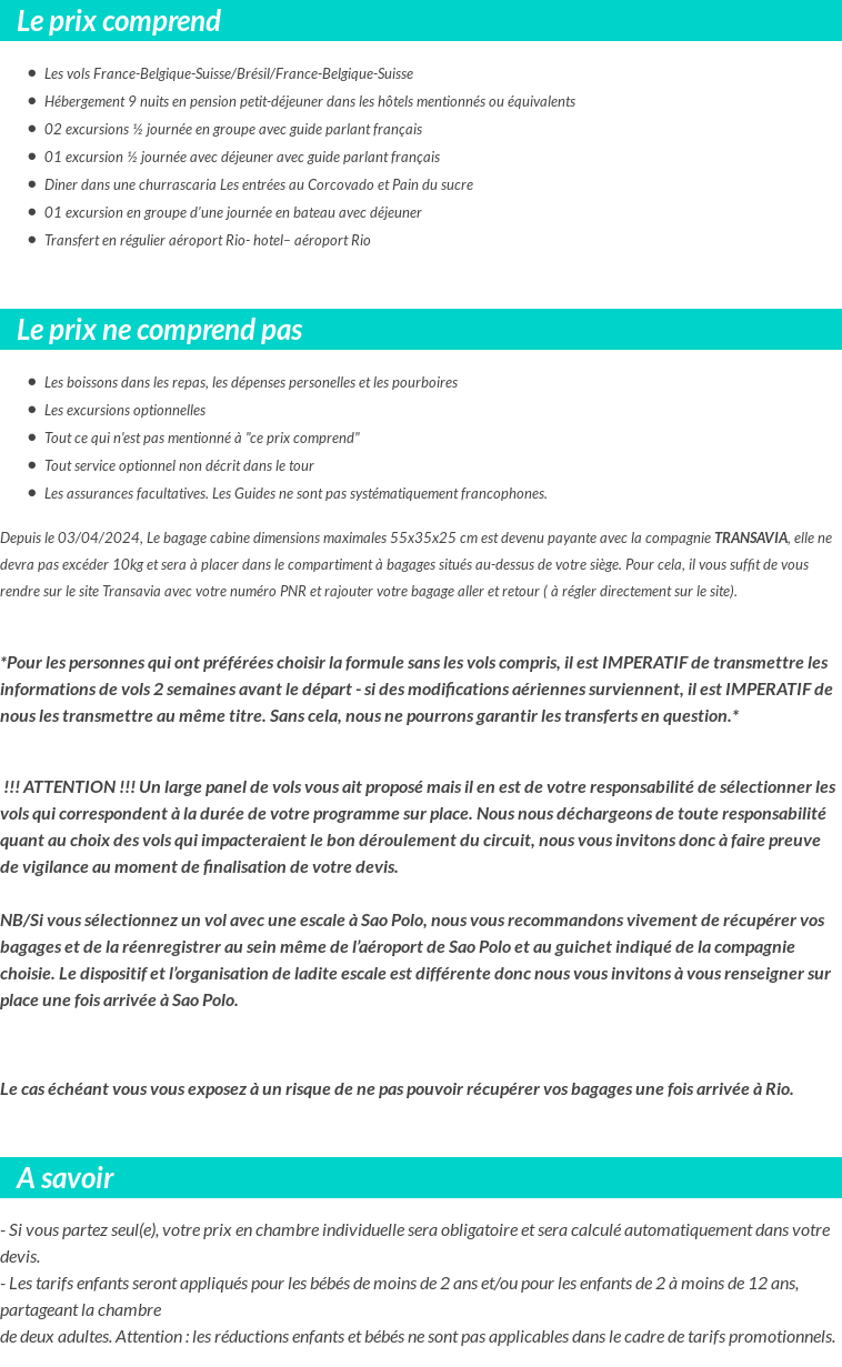 Conditions tarifaires