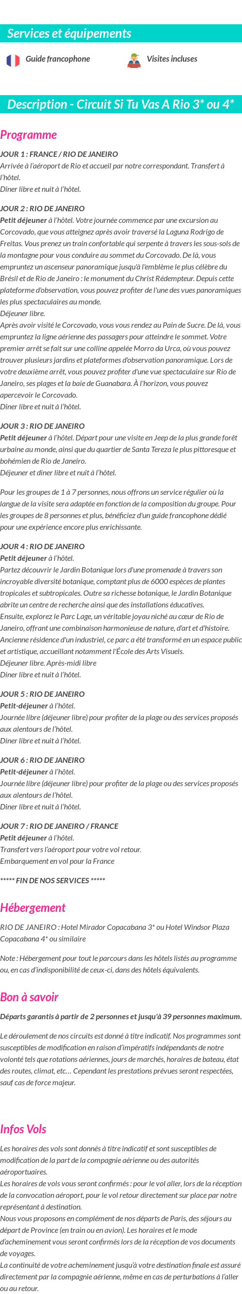 Détails du séjour