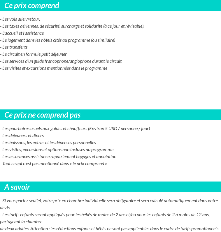 Conditions tarifaires