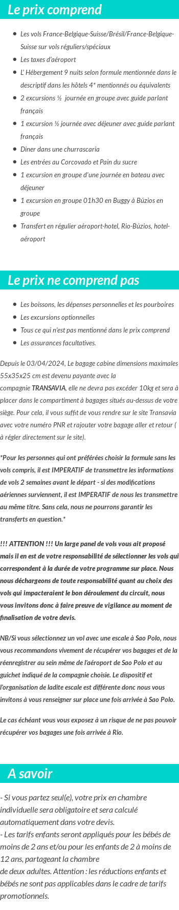 Conditions tarifaires