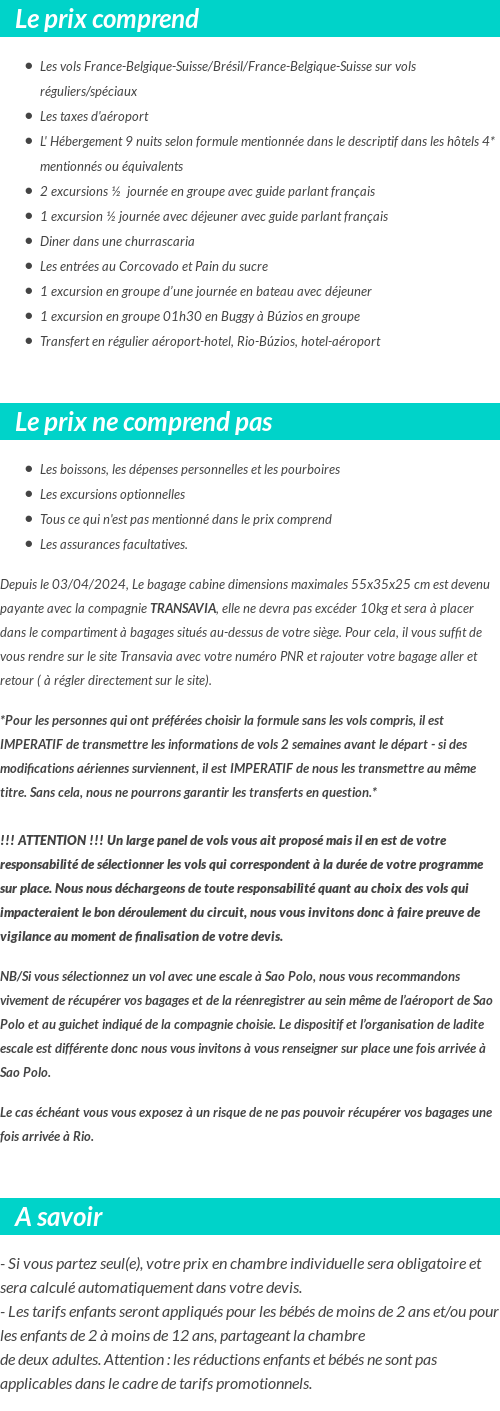 Conditions tarifaires