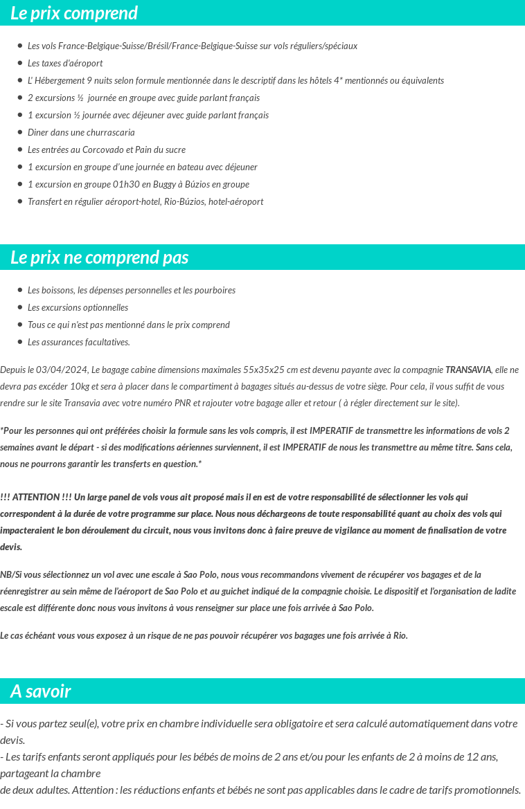Conditions tarifaires
