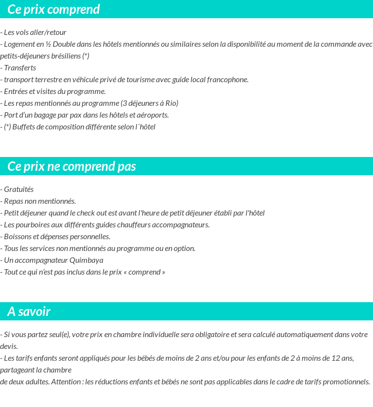Conditions tarifaires