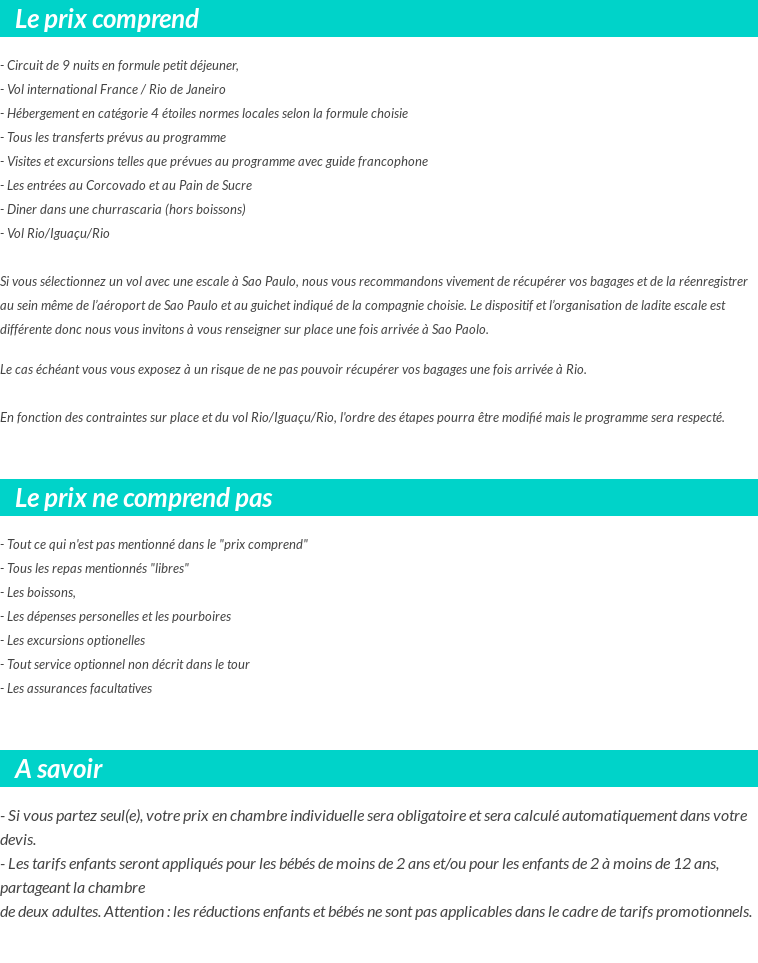Conditions tarifaires