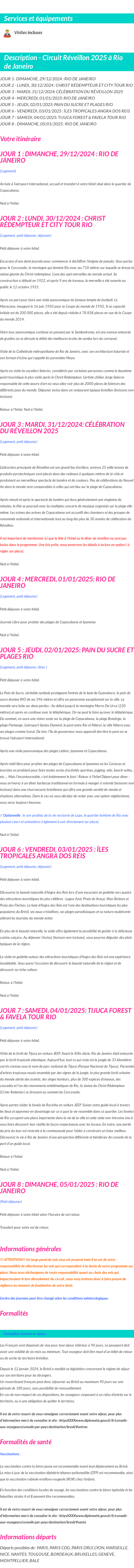 Détails du séjour