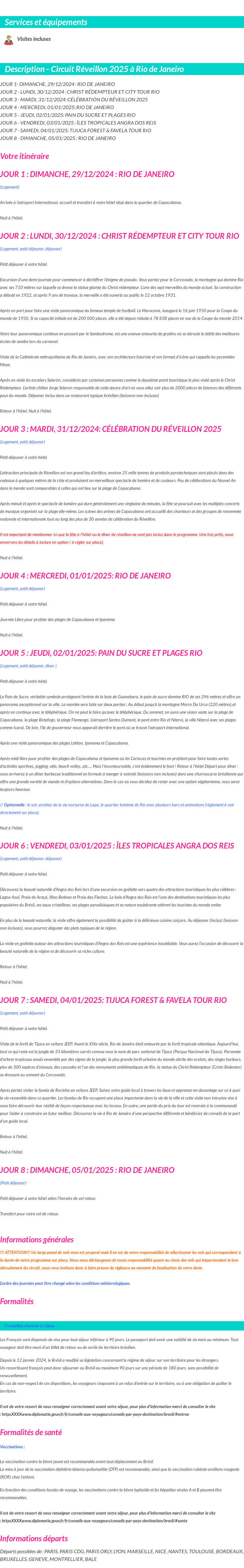 Détails du séjour