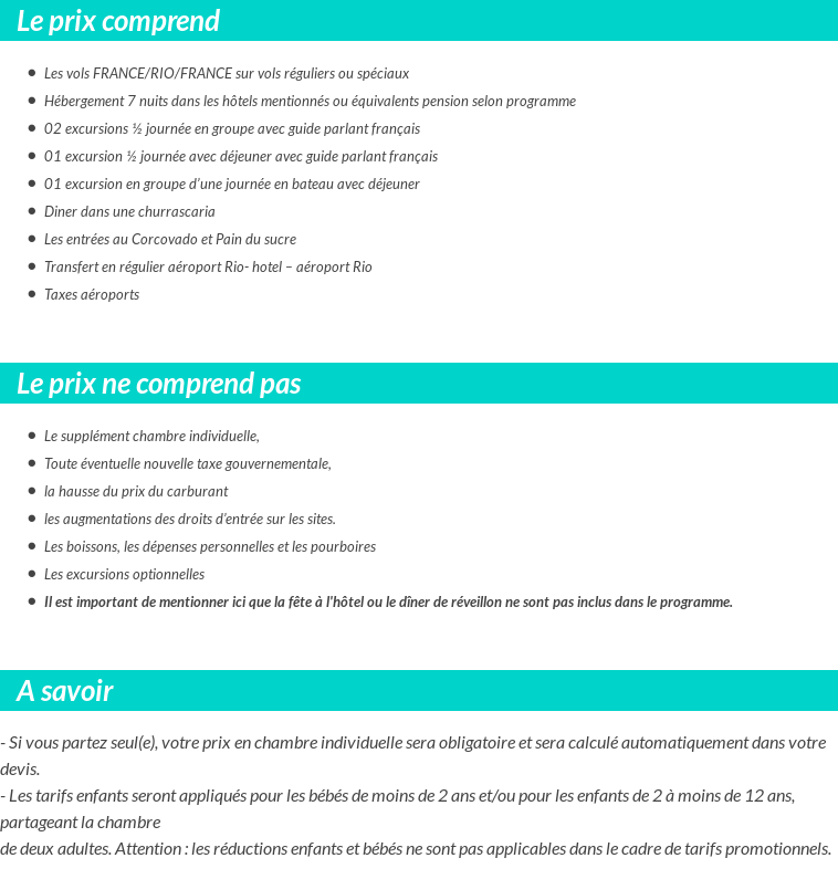 Conditions tarifaires