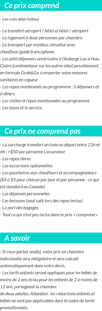 Conditions tarifaires