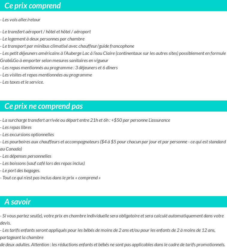 Conditions tarifaires