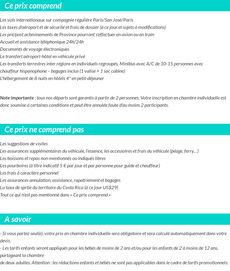 Conditions tarifaires