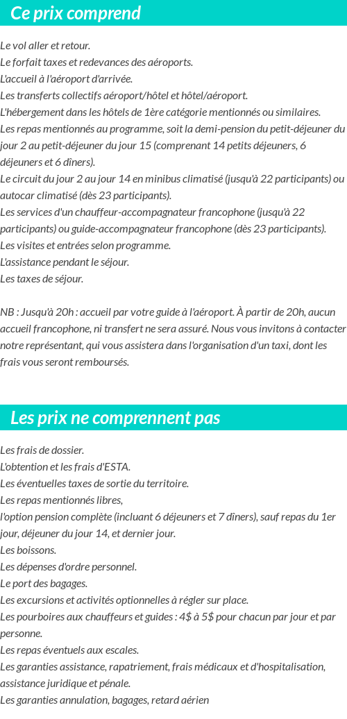 Conditions tarifaires
