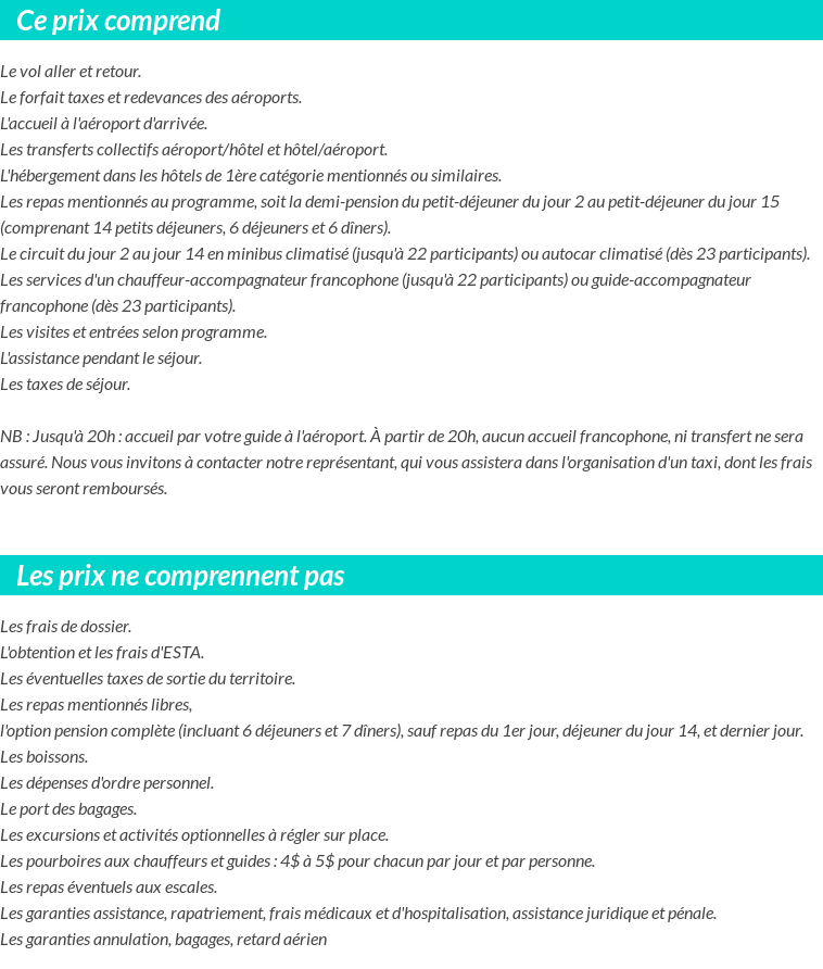 Conditions tarifaires