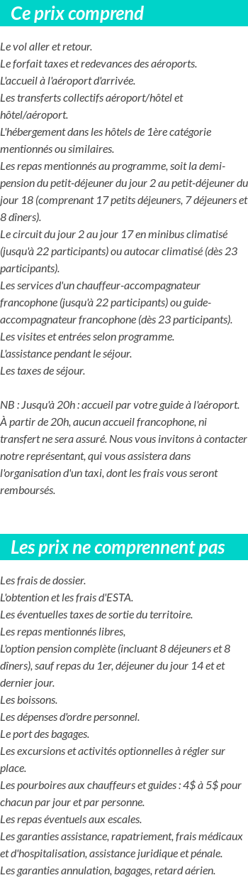 Conditions tarifaires
