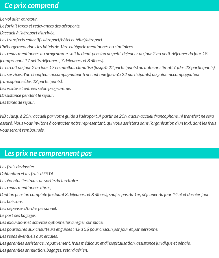 Conditions tarifaires