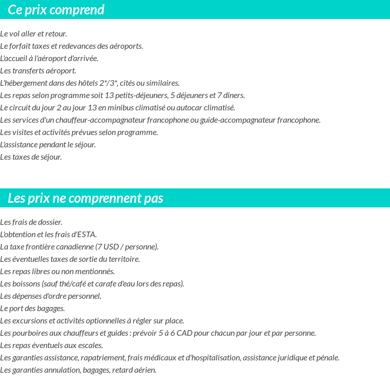 Conditions tarifaires