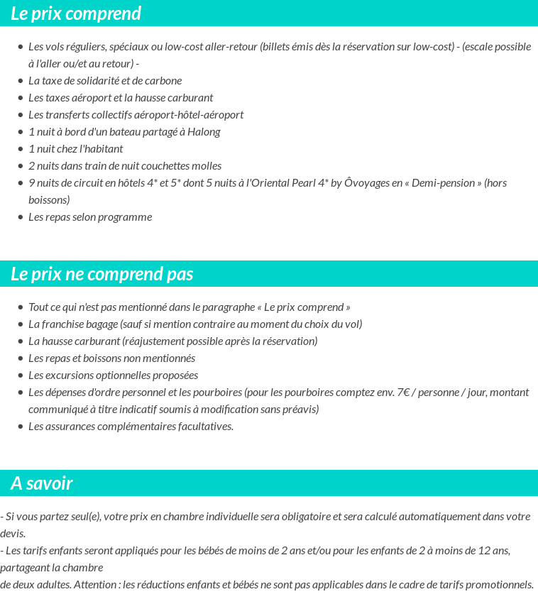 Conditions tarifaires