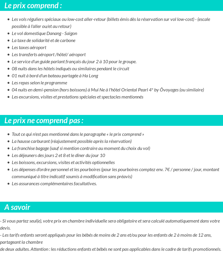 Conditions tarifaires