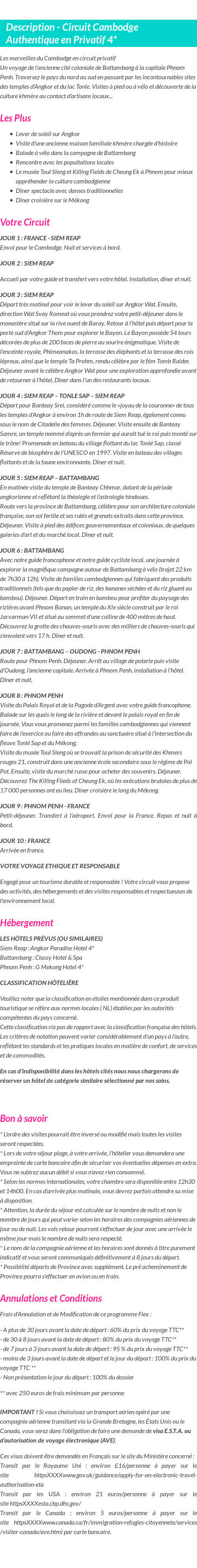 Détails du séjour