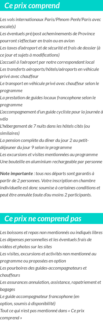 Conditions tarifaires