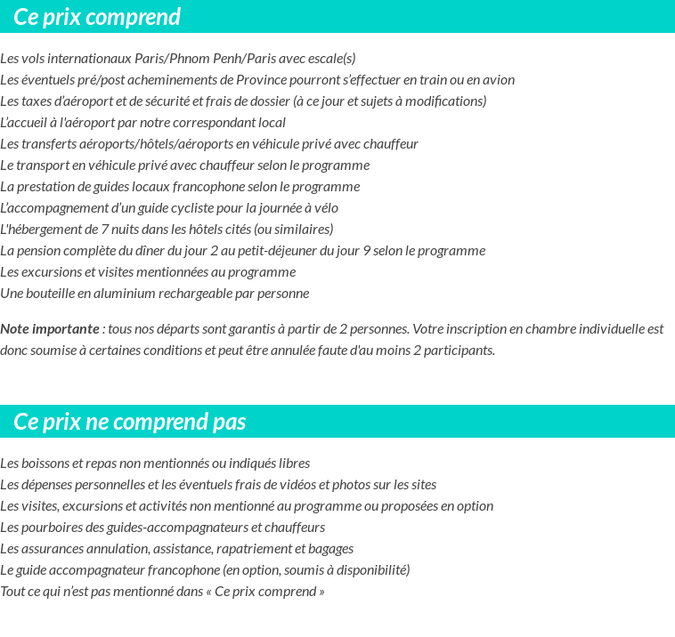 Conditions tarifaires