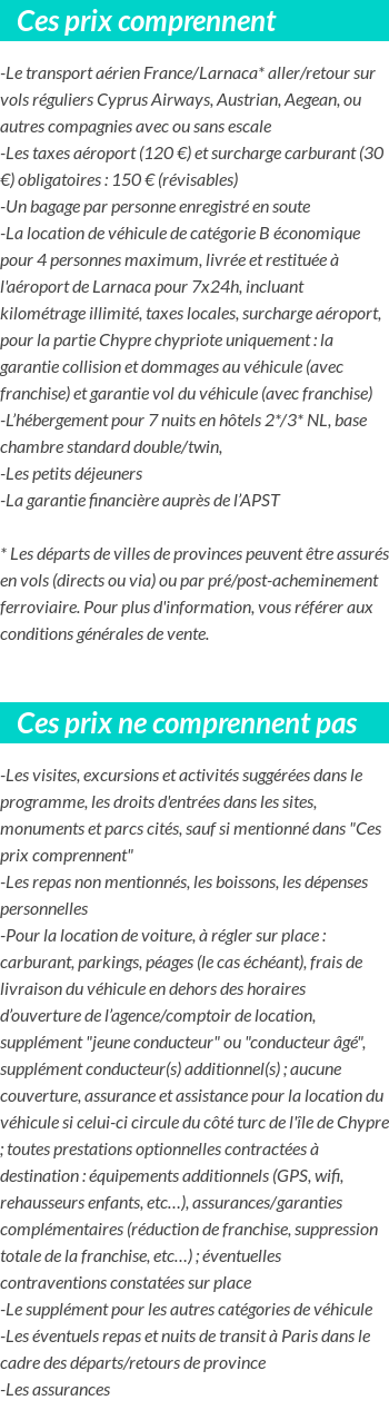 Conditions tarifaires