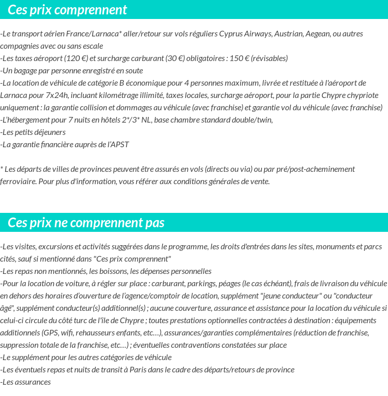 Conditions tarifaires