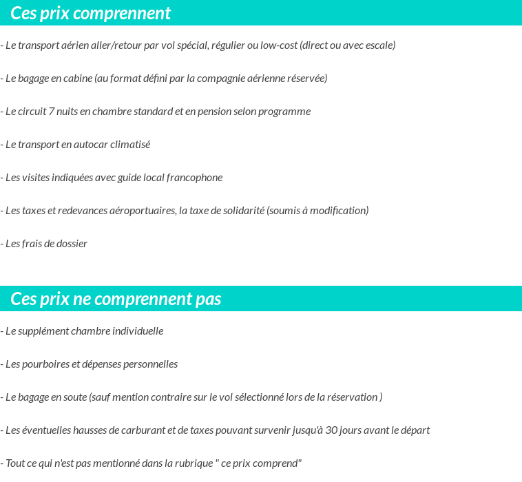 Conditions tarifaires