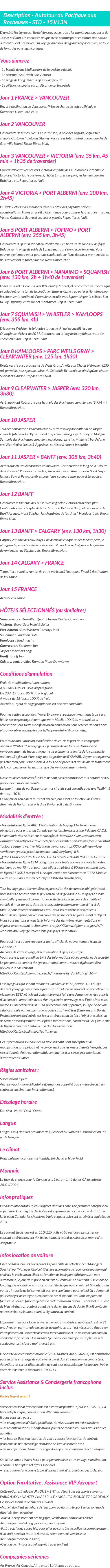 Détails du séjour
