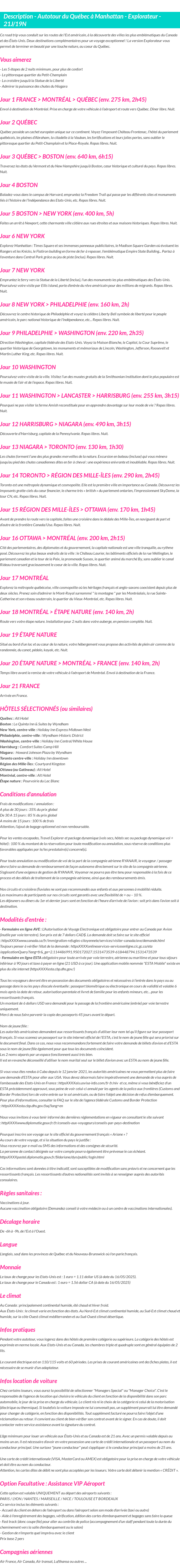 Détails du séjour