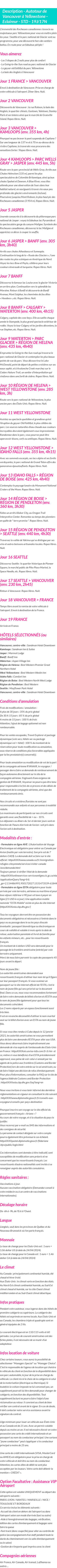 Détails du séjour