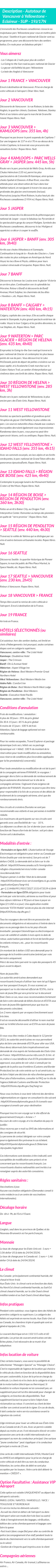 Détails du séjour