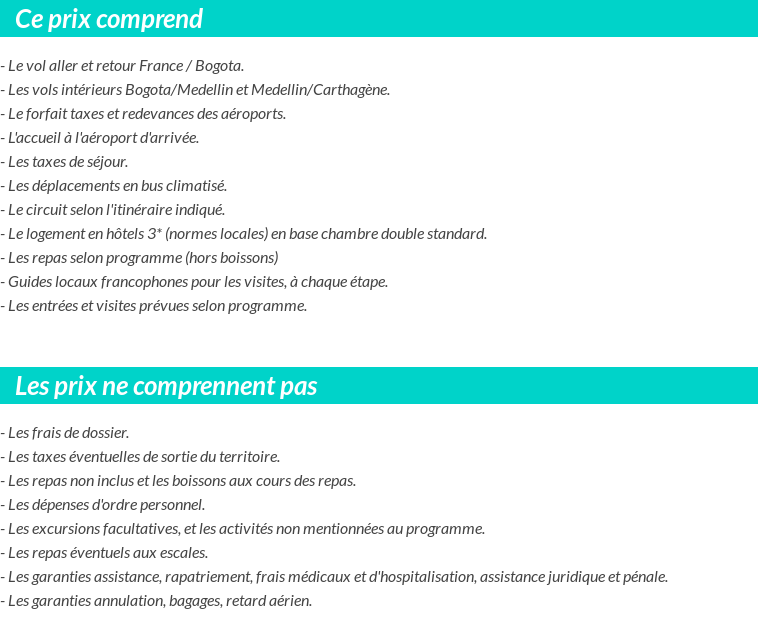 Conditions tarifaires