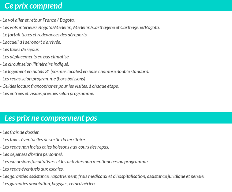 Conditions tarifaires