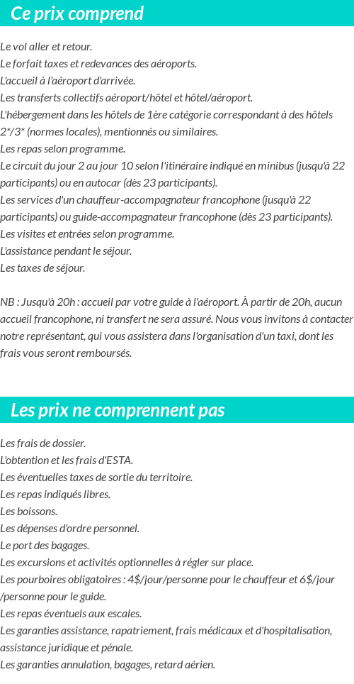 Conditions tarifaires