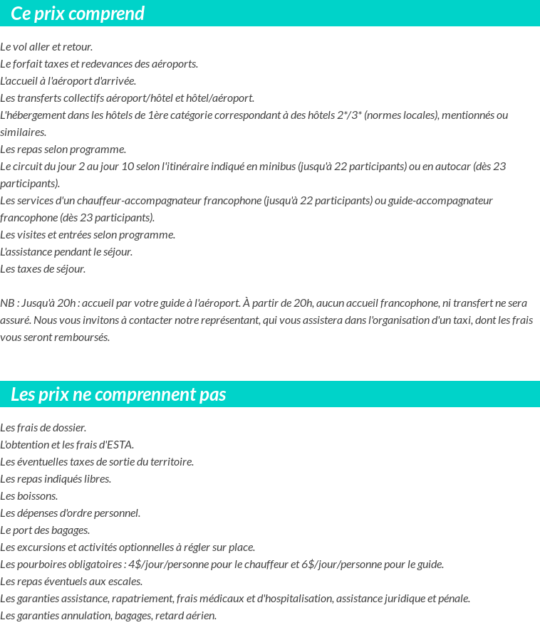 Conditions tarifaires