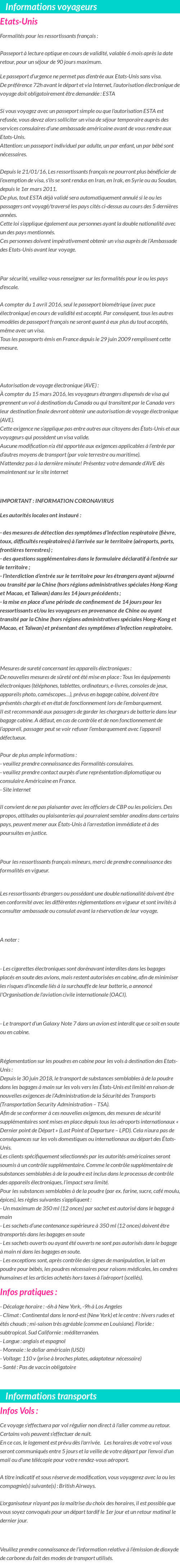 Formalités et infos voyageurs